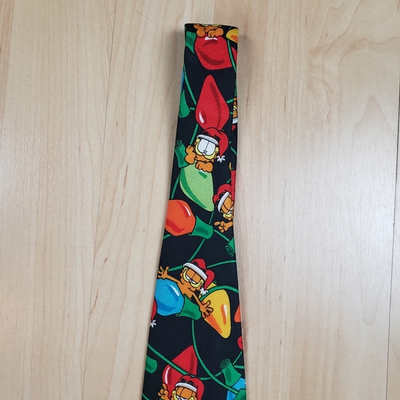 Vintage Garfield Christmas Neck Tie Polyester Lights Xmas Paws Addiction - Picture 4 of 7